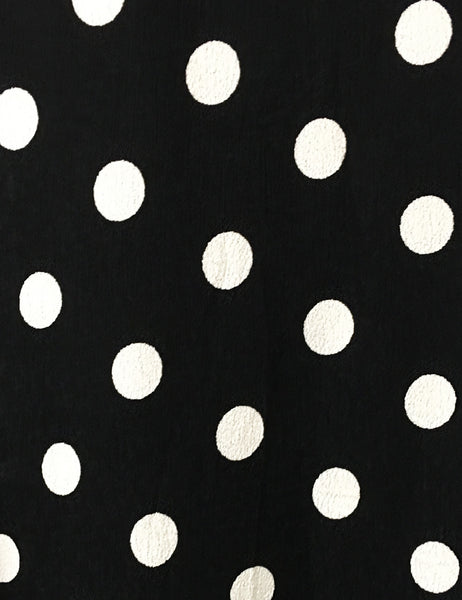 Long Sleeve Black & White Big Dot Cascade Wrap Dress - FINAL SALE