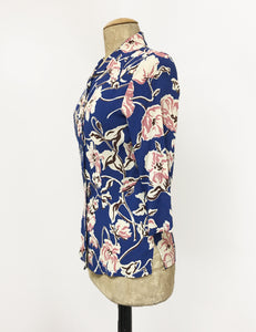 Deco Blue Floral Doris Button Up Shaped Shirt