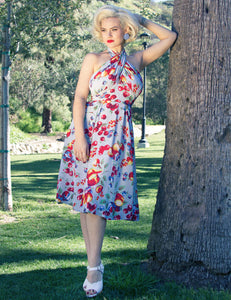 Doris Mayday for Loco Lindo - Blue Fruit Cocktail Mayday Halter Swing Dress