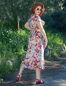 Doris Mayday for Loco Lindo - Blue Fruit Cocktail Amanda Tie Blouse