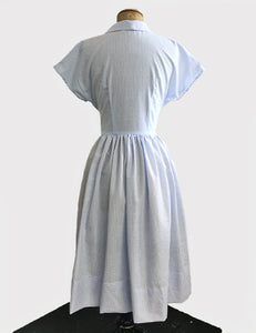 FINAL SALE - Scout for Loco Lindo 1940s Style Blue Seersucker Willow Dress