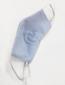 Blue Seersucker Handmade Washable Face Mask