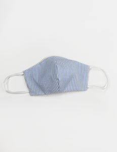 Blue Seersucker Handmade Washable Face Mask