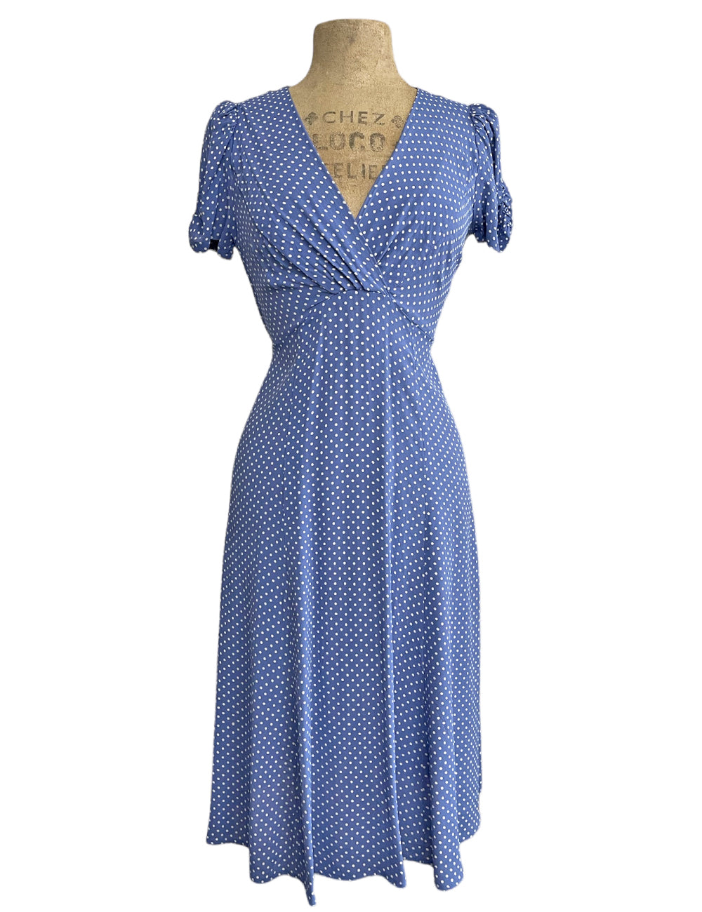 Cornflower Blue Polka Dot Vintage Inspired Rita Dress