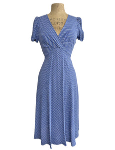 Cornflower Blue Polka Dot Vintage Inspired Rita Dress