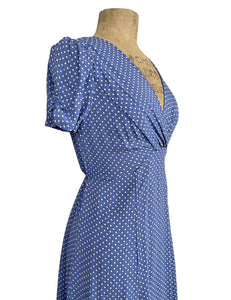 Cornflower Blue Polka Dot Vintage Inspired Rita Dress