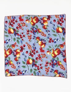 Light Blue Fruit Cocktail Print Square Hair & Neck Scarf