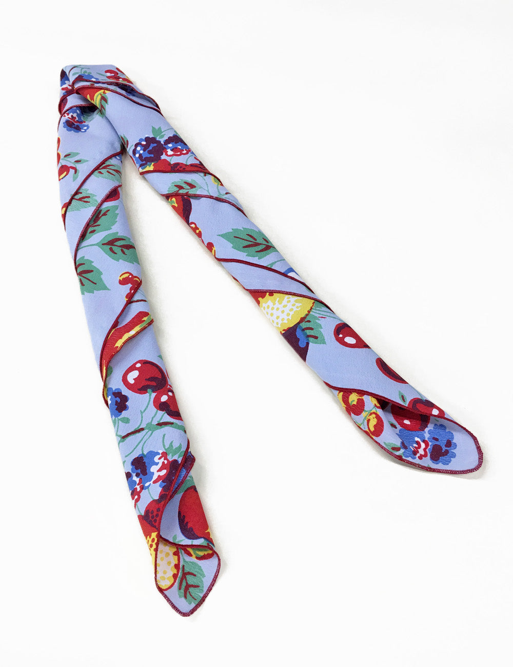 Light Blue Fruit Cocktail Print Square Hair & Neck Scarf