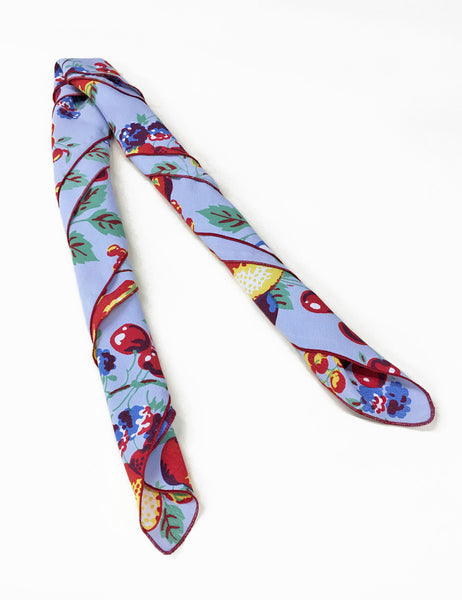 Light Blue Fruit Cocktail Print Square Hair & Neck Scarf