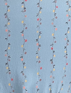 Soft Blue Fading Floral Vines Retro Style Rita Dress