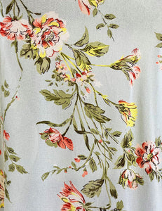 FINAL SALE - Sheer Pale Blue Floral Vintage Style Amanda Tie Blouse