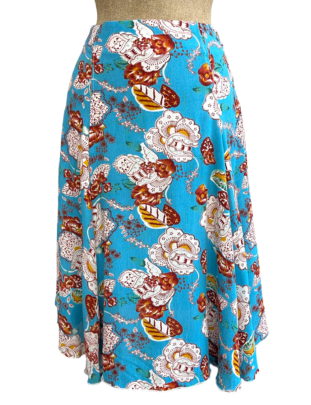 FINAL SALE - Blue Spanish Floral 1930s Style Venice Beach Swing Skirt