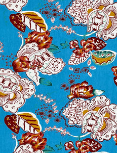 FINAL SALE - Blue Spanish Floral 1930s Style Venice Beach Swing Skirt