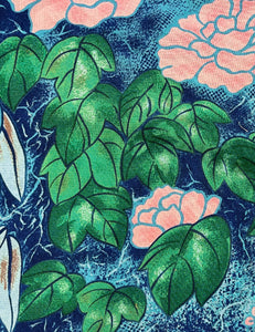 Scout for Loco Lindo - Blue Floral Barkcloth Print 1940s Style Petunia Skirt