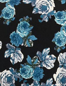 Black & Blue Tea Rose Short Sleeve Tea Length Vintage Day Dress