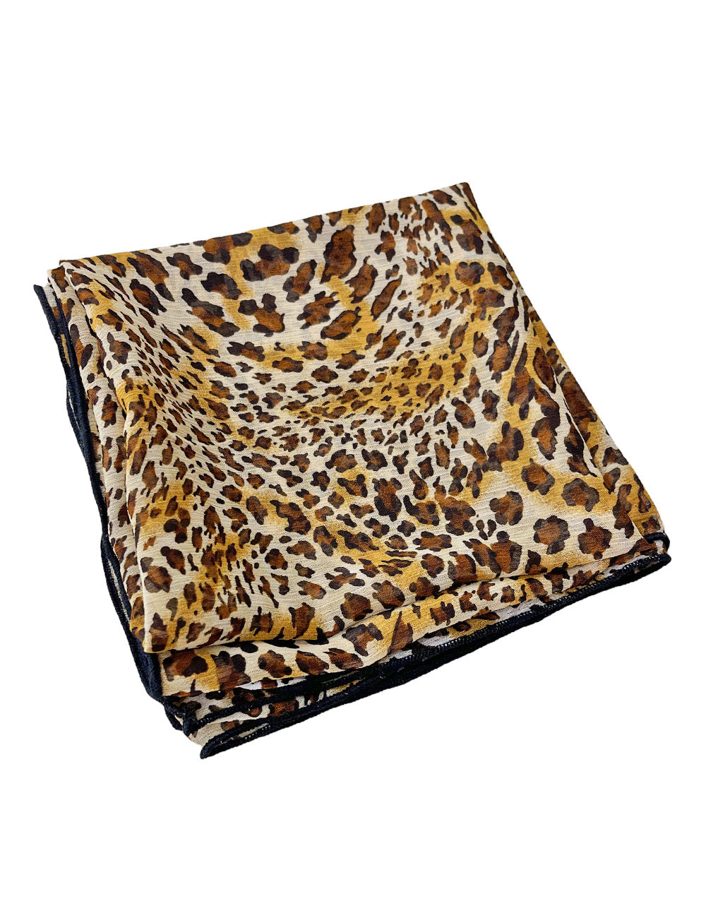 Brown Leopard Print Large Chiffon Square Hair & Neck Scarf