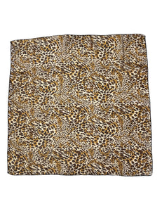 Brown Leopard Print Large Chiffon Square Hair & Neck Scarf