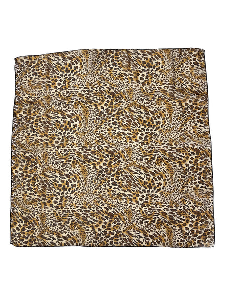 Brown Leopard Print Large Chiffon Square Hair & Neck Scarf