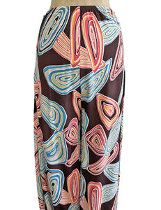 Chocolate Brown Mid-Century Geode Print High Waisted Palazzo Pants