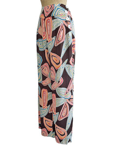 Chocolate Brown Mid-Century Geode Print High Waisted Palazzo Pants