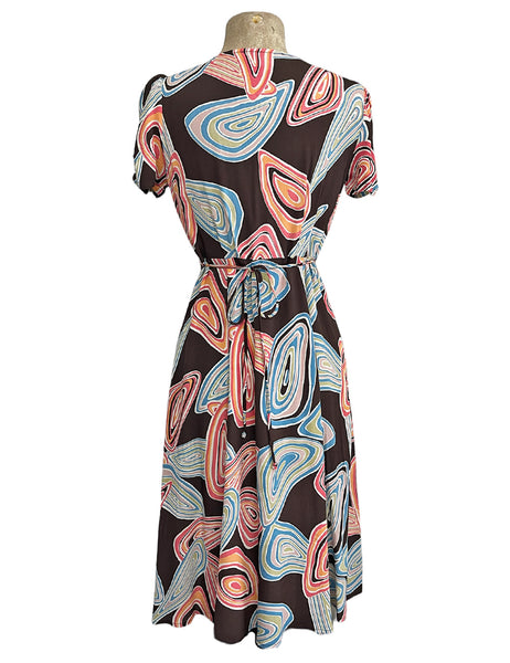 Chocolate Brown Mid Century Geode Retro Rita Dress