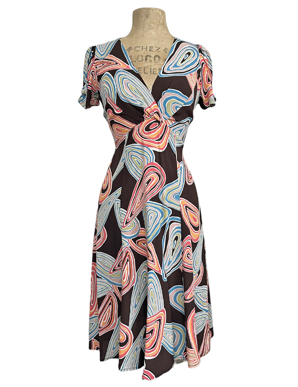 Chocolate Brown Mid Century Geode Retro Rita Dress