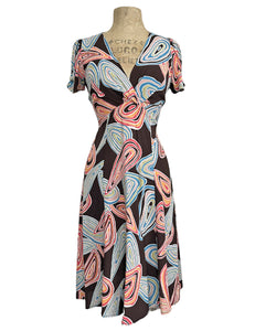 Chocolate Brown Mid Century Geode Retro Rita Dress