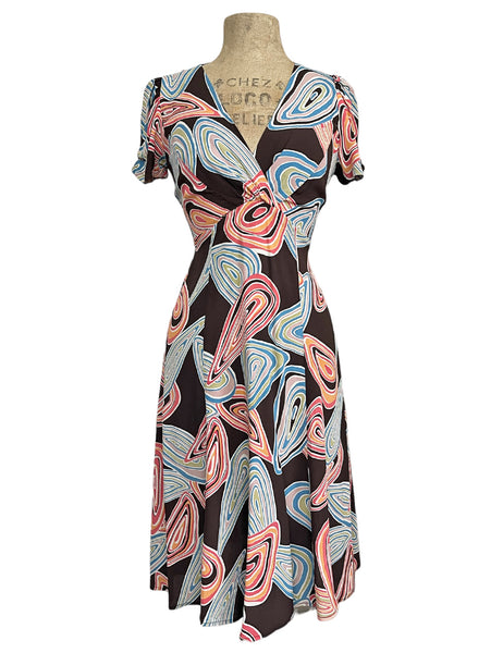 Chocolate Brown Mid Century Geode Retro Rita Dress