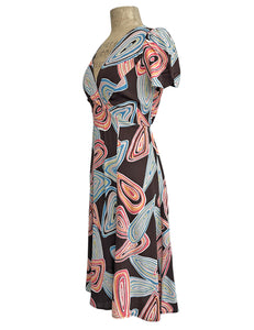 Chocolate Brown Mid Century Geode Retro Rita Dress