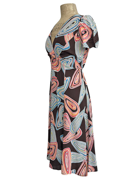 Chocolate Brown Mid Century Geode Retro Rita Dress
