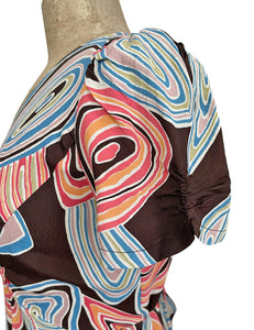 Chocolate Brown Mid Century Geode Retro Rita Dress