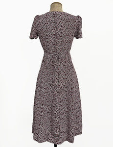 Burgundy Baby's Breath Floral Vintage Inspired Rita Dress