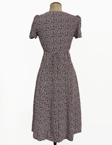 Burgundy Baby's Breath Floral Vintage Inspired Rita Dress