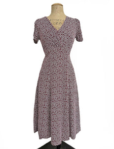 Burgundy Baby's Breath Floral Vintage Inspired Rita Dress