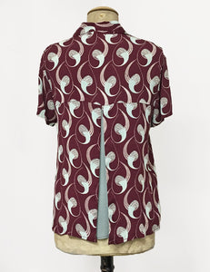 Raisin & Mint Deco Twister Button Up Short Sleeve Camp Shirt