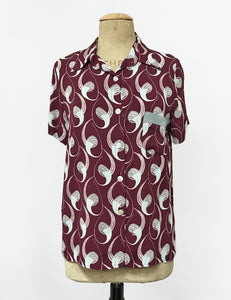 Raisin & Mint Deco Twister Button Up Short Sleeve Camp Shirt