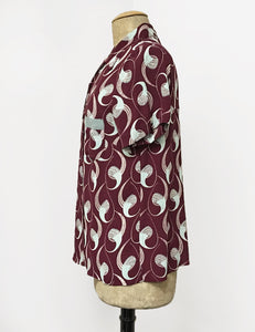 Raisin & Mint Deco Twister Button Up Short Sleeve Camp Shirt