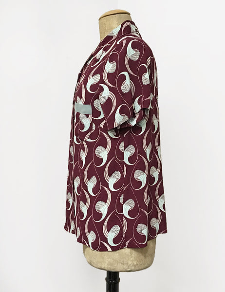 Raisin & Mint Deco Twister Button Up Short Sleeve Camp Shirt