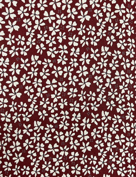 Burgundy Baby's Breath Floral Flyaway Button Up Tunic Blouse