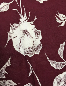 1930s Style Burgundy Pressed Floral Keyhole Pullover Norma Dress - FINAL SALE