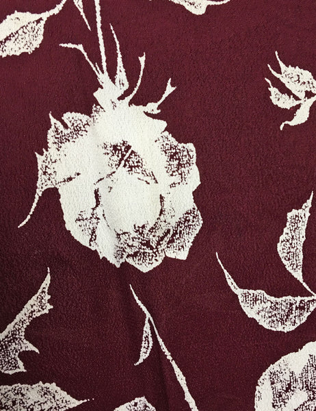 1930s Style Burgundy Pressed Floral Keyhole Pullover Norma Dress - FINAL SALE