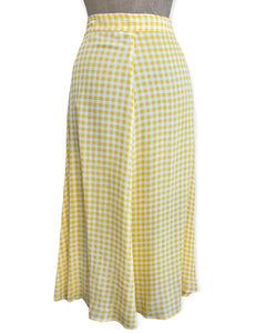 Yellow Gingham Button Front Phoebe Skirt