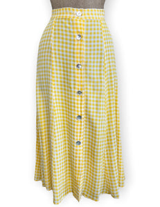 Yellow Gingham Button Front Phoebe Skirt
