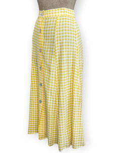 Yellow Gingham Button Front Phoebe Skirt