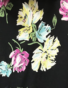 Black 1940s Candy Floral Knee Length Rita Dress
