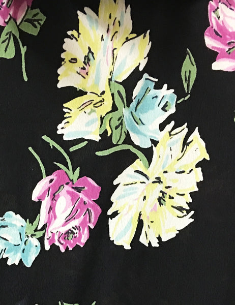 Black 1940s Candy Floral Knee Length Rita Dress
