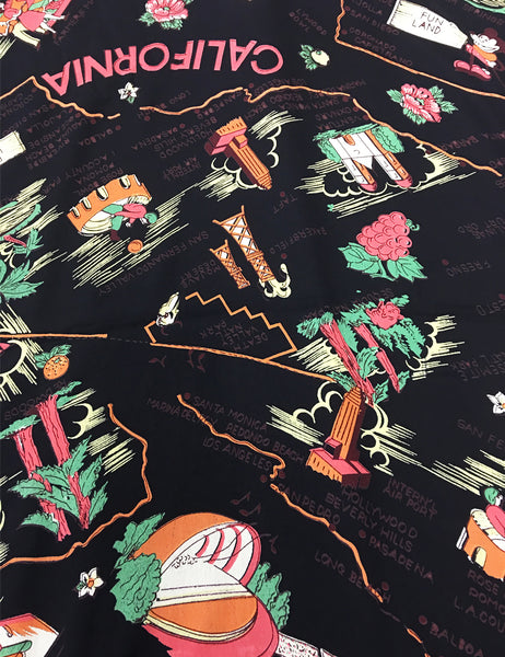 Black California Map Print Vintage Inspired Babaloo Wrap Top