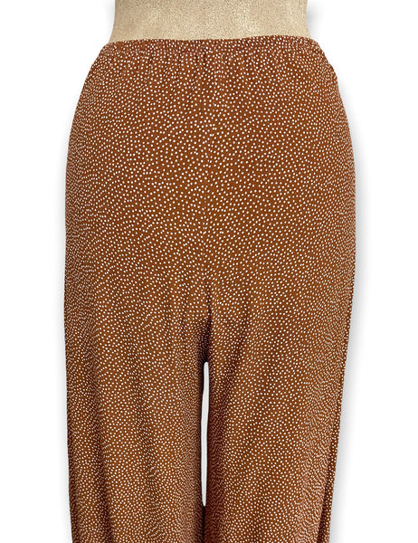 Caramel Pixie Dot 1940s Style High Waisted Palazzo Pants