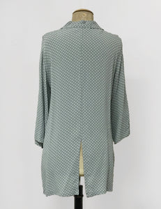Celadon Green Polka Dot Button Up Frankie Flyaway Top