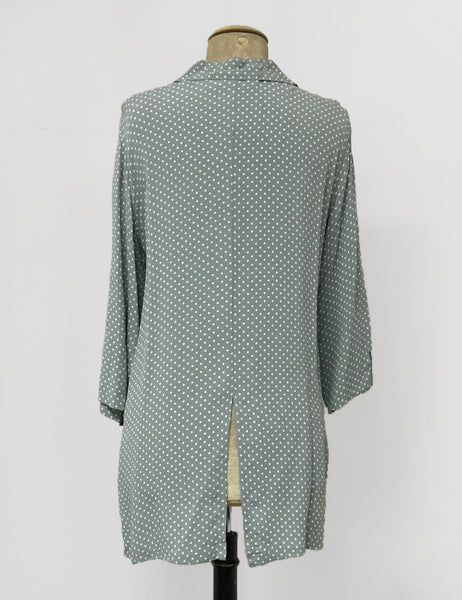 Celadon Green Polka Dot Button Up Frankie Flyaway Top